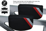BLACK STITCH SPORT STRIPE 2X CENTER KNEE PADS LEATHER COVERS FITS AUDI TT MK1