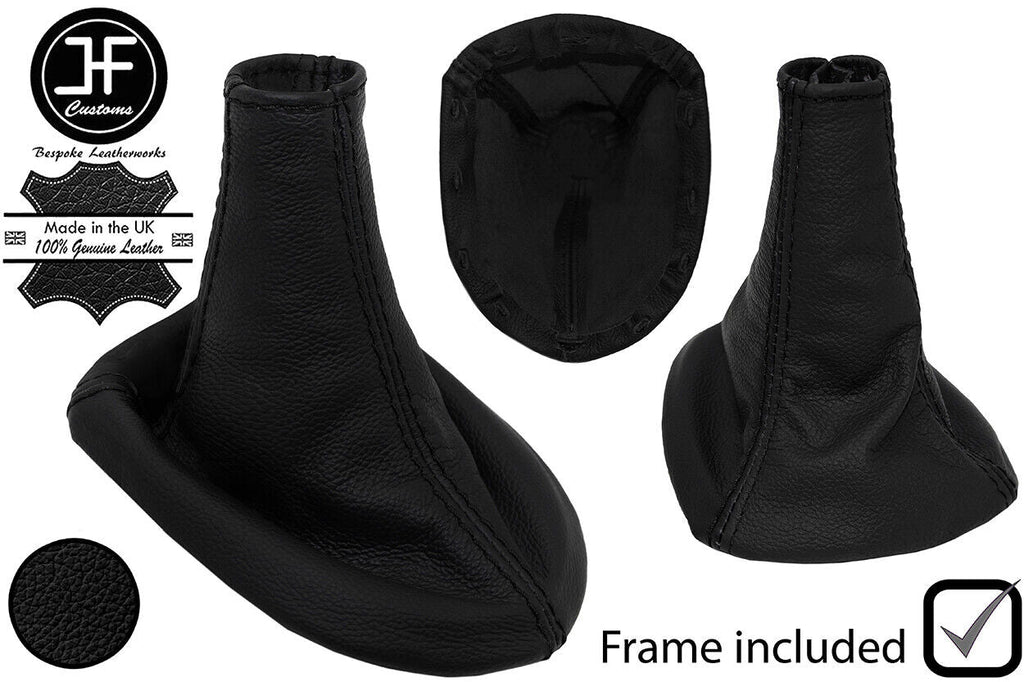 BLACK BLACK 2 TONE LEATHER GEAR GAITER + PLASTIC FRAME FOR TOYOTA YARIS 06-2011
