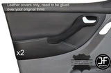 WHITE STITCH 2X FRONT DOOR CARD TRIM LEATHER COVER FOR SEAT LEON MK1 99-05 5 DR