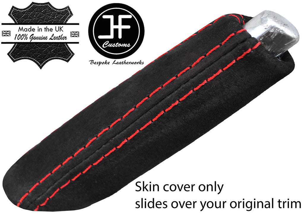 RED STITCH REAL SUEDE HANDBRAKE HANDLE COVER FITS AUDI A4 B7 2004-2008
