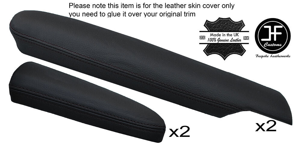 BLACK STICH 2X FRONT DOOR ARMREST LTHR COVERS FITS MERCEDES S CLASS W221 06-13