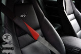 4X BLACK & DARK RED LEATHER TWO TONE LUXURY SHOULDER SEAT BELT PADDED PADS