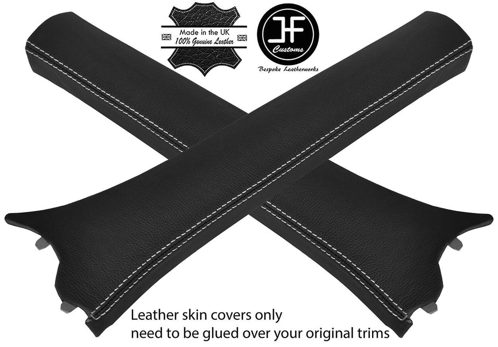 WHITE STITCH 2X A PILLARS TOP GRAIN LEATHER COVERS FITS SMART ROADSTER 03-05