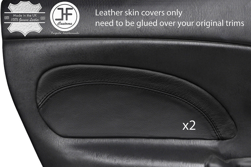 BLACK & BLACK 2X DOOR CARD TRIM LEATHER COVER FOR MAZDA MX5 MK2 2.5 MIATA 01-05