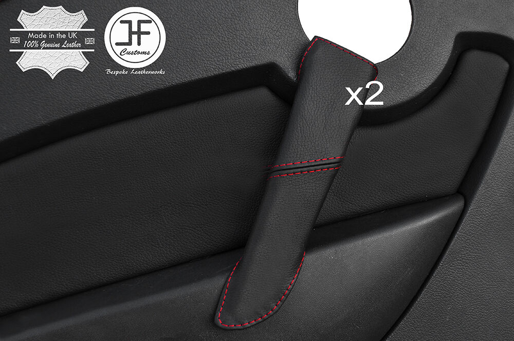 RED STITCH 2X REAR DOOR HANDLE LEATHER COVERS FITS PROTON GEN 2 2004-2011