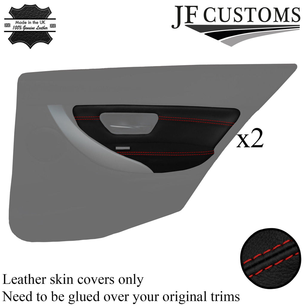D RED STITCH 2X REAR DOOR CARD TRIM + ARMREST COVER FOR BMW F30 11-18 SALOON