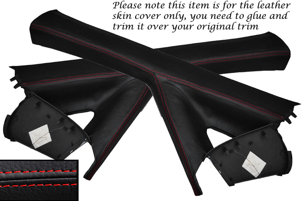 RED STITCH 2X A POST PILLAR SKIN COVERS FITS MERCEDES VITO W639 2004-2012