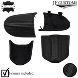 BLACK STRIPE LEATHER 3-SPOKE STEERING TRIM COVERS+FRAMES FOR MINI R50 R52 R53