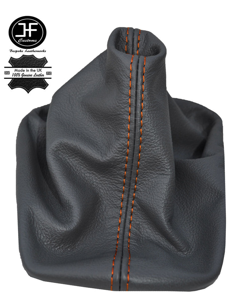 ORANGE STITCH FOR VW POLO 9N 9N2 2002-2009 DARK GREY REAL LEATHER GEAR GAITOR