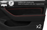 RED STITCH 2X FRONT DOOR HANDLE ARMREST COVERS FOR VW PASSAT B8 15-18 SALOON