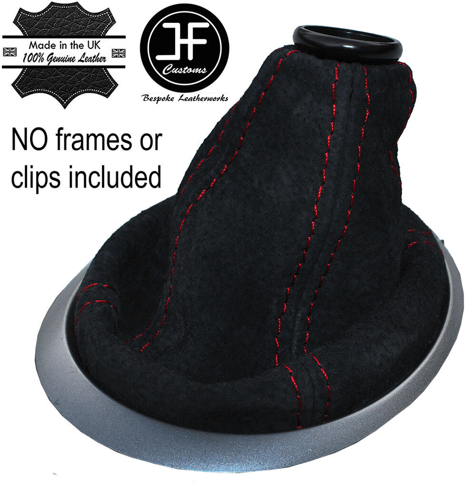 RED STITCHING SUEDE MANUAL GEAR GAITER FITS HONDA JAZZ 2009-2014 CUSTOM NEW