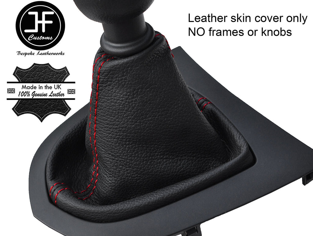 RED STITCHING TOP GRAIN REAL LEATHER GEAR GAITER FITS PEUGEOT RCZ 2009-2015