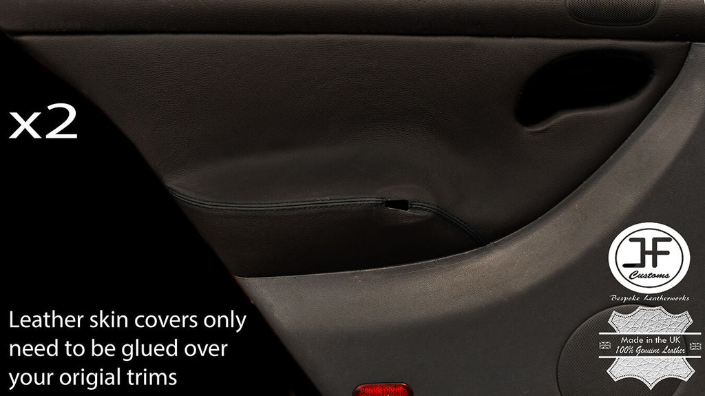 BLACK STITCH 2X REAR DOOR CARD TRIM LEATHER COVERS FOR SEAT LEON MK1 99-05 5 DR