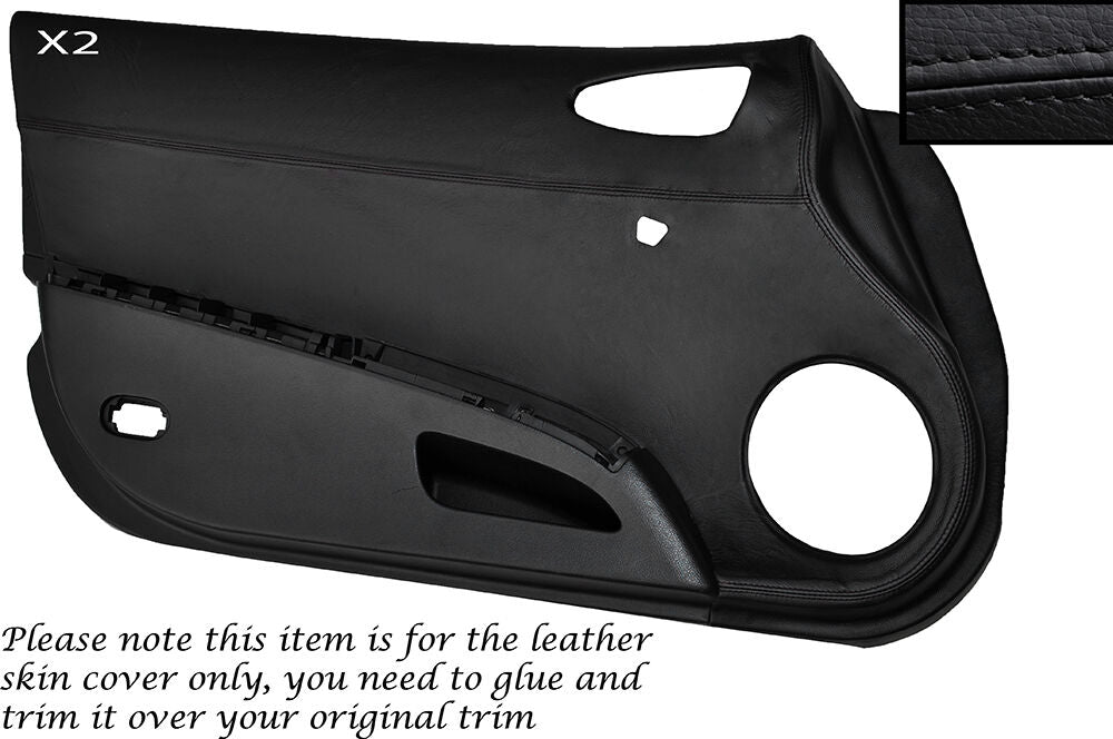 BLACK STITCHING 2X DOOR CARD LEATHER SKIN COVERS FITS NISSAN 350Z 2002-2005