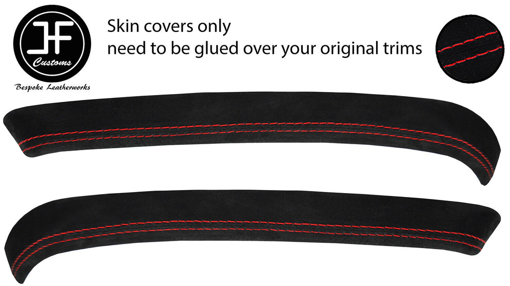 RED STITCH 2X REAR DOOR TRIM SUEDE COVERS FOR BMW 3 SERIES E90 SALOON 06-13
