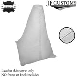 WHITE LEATHER FITS FORD FIESTA MK7  2008-2013 GEAR GAITER DOUBLE STITCHED