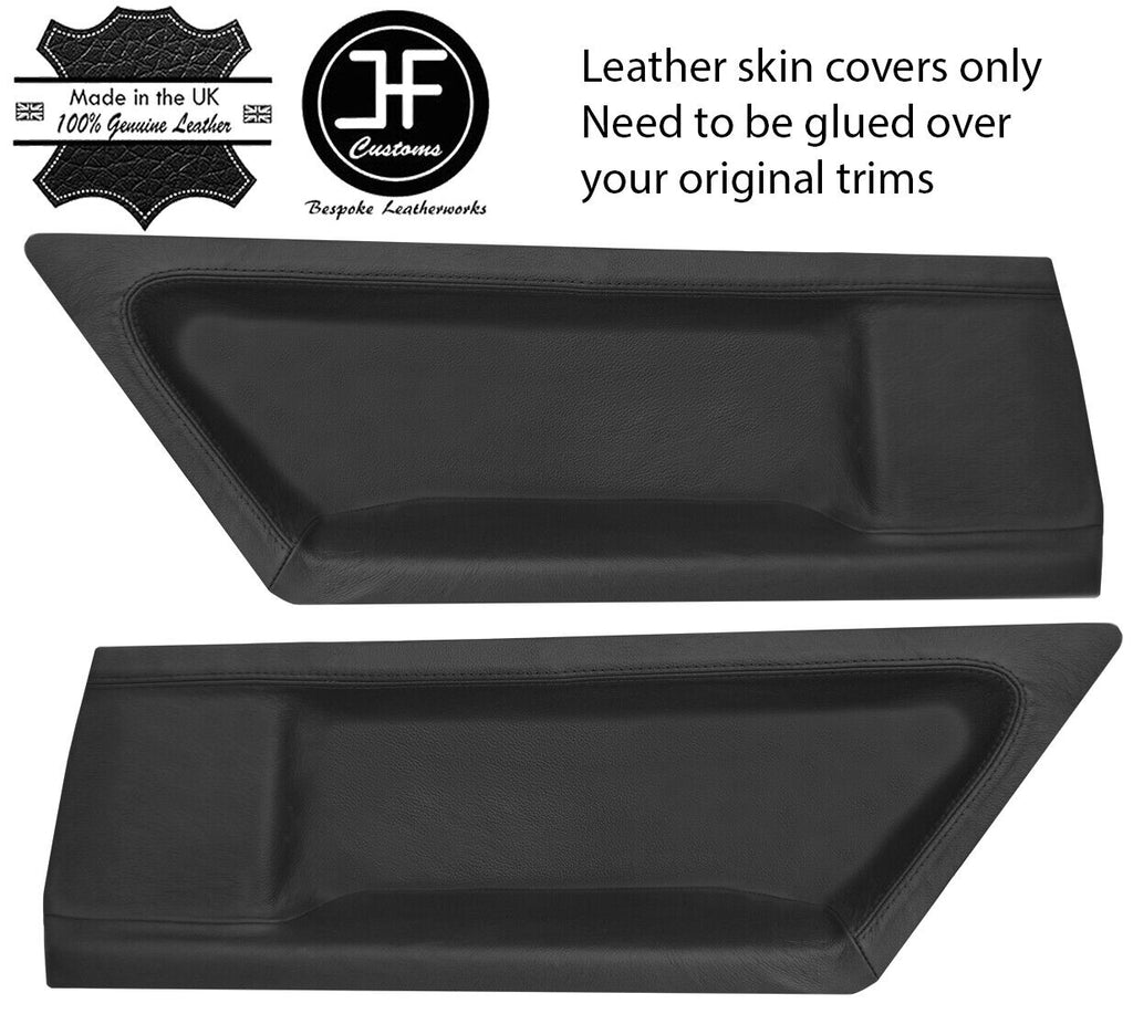 BLACK REAL LEATHER 2X REAR DOOR CARD COVERS FITS BMW 3 SERIES E36 COUPE 91-98