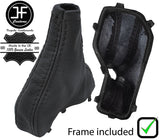 BLACK STITCH LEATHER AUTOMATIC GEAR GAITER PLASTIC FRAME FOR VOLVO XC90 02-14