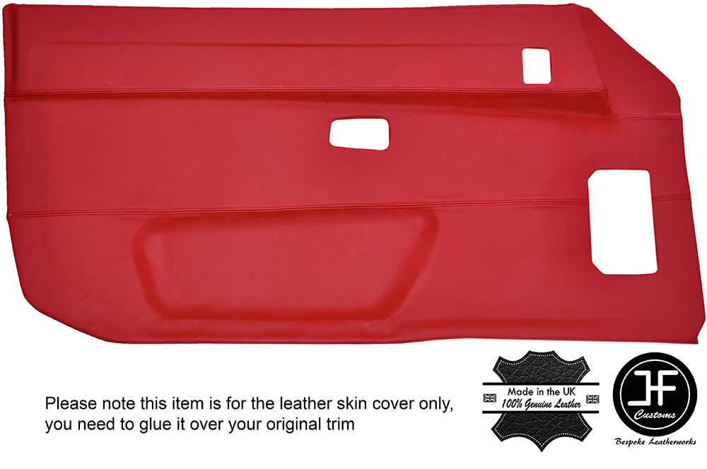 RED LEATHER 2X FULL DOOR CARD LEATHER COVERS FITS PORSCHE 924 944 75-85