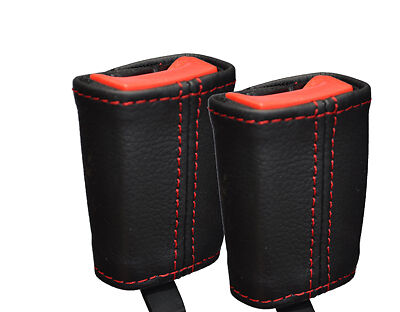 RED STITCH FITS  INFINITI G35 2003-2007 2X FRONT SEAT BELT STALK LEATHER COVERS