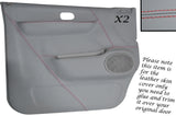 RED STITCH 2X DOOR CARD GREY LEATHER SKIN COVERS FITS MAZDA BONGO FORD FREDA