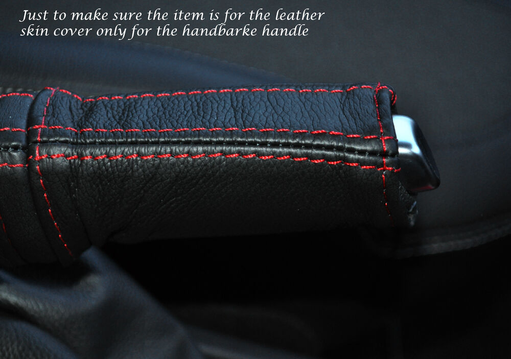 RED STITCH HANDBRAKE HANDLE LEATHER COVER FITS VAUXHALL OPEL ADAM 2012-2015