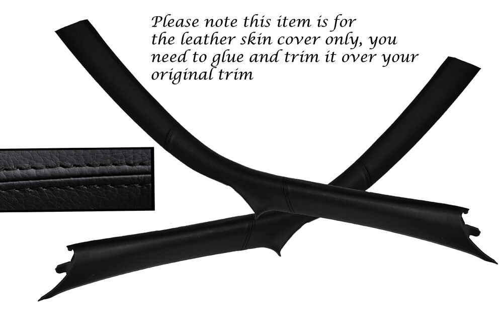 BLACK STITCH 2X A POST PILLAR SKIN COVERS FITS PORSCHE CARRERA 997 COUPE 05-13
