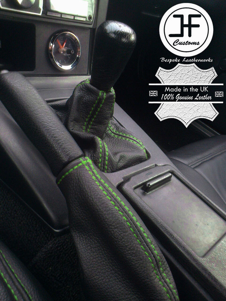 GREEN STITCH LEATHER GEAR & HANDBRAKE SET FITS MAZDA MX5 MIATA EUNOS MK1 89-97