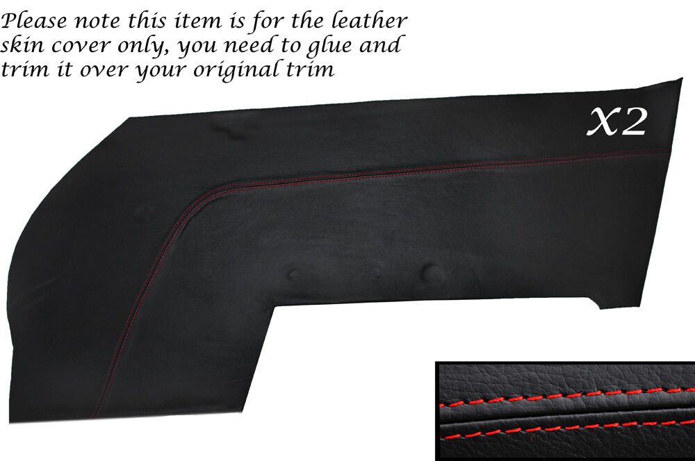 RED STITCH 2X DOOR CARD LEATHER SKIN COVERS FITS PORSCHE 911 T & 911 S 69-71