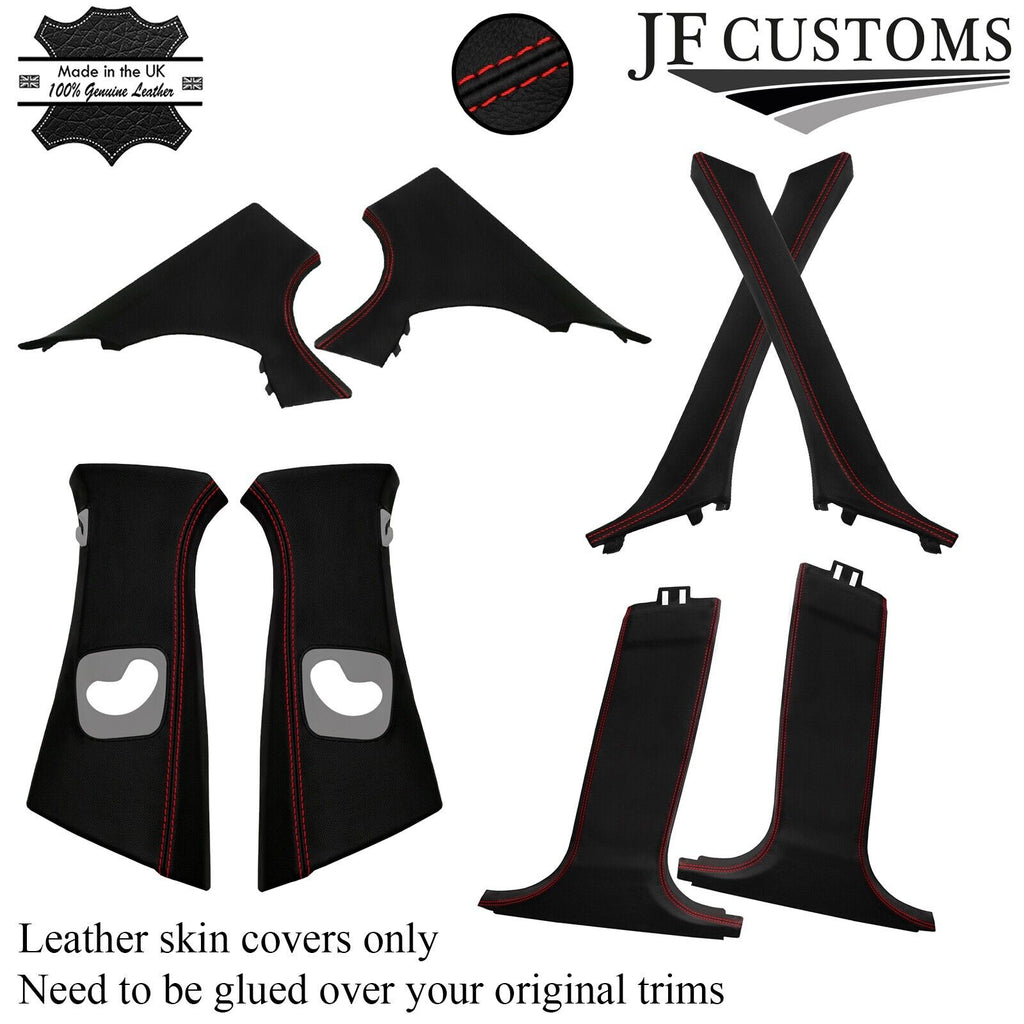 RED STITCH ITALIAN LEATHER PILLAR KIT COVERS FOR BMW 5 SERIES F10 F11 10-16