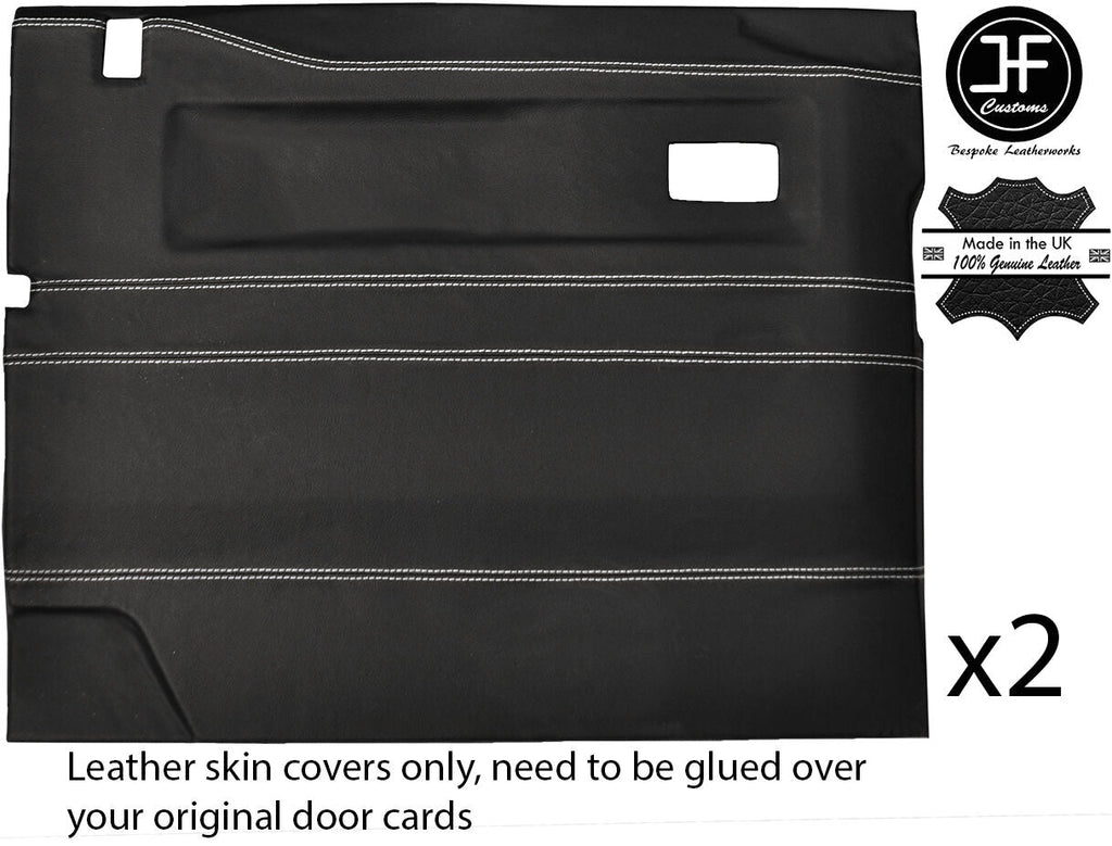 WHITE STITCH 2X FRONT DOOR CARD COVERS FITS LAND ROVER DEFENDER 90 110 STYLE 2