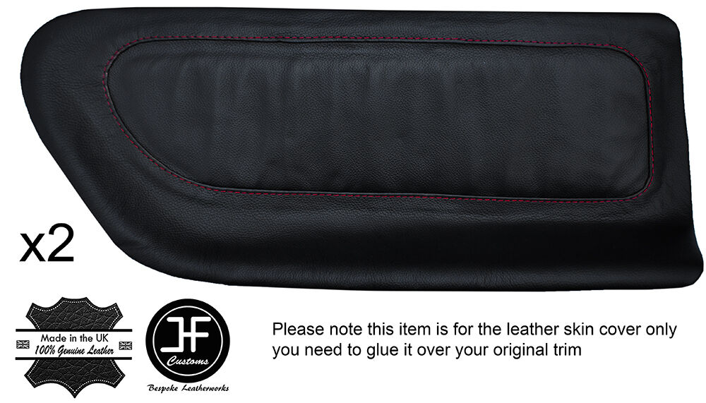 RED STITCH 2X REAR DOOR INSERT LEATHER COVERS FITS HONDA PRELUDE 1992-1996
