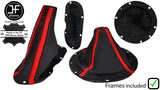 BLACK & RED STRIPE LTHR MANUAL GAITER SET+PLASTIC FRAME FOR DODGE VIPER 03-06