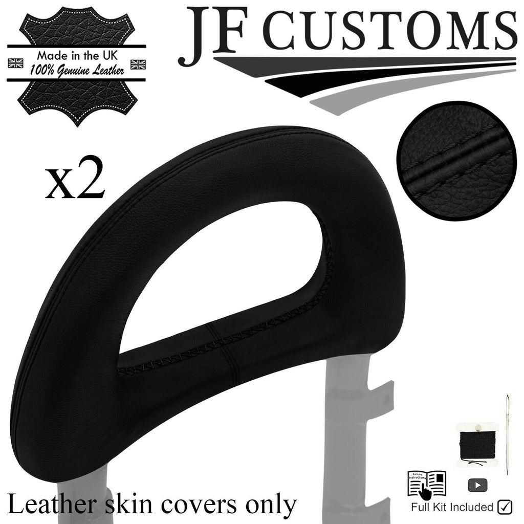 BLACK  STITCH ITALIAN LEATHER 2X ROLL OVER BAR COVERS FOR MERCEDES R170 96-04
