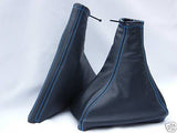 FITS CORSA C GEAR HANDBRAKE GENUINE LEATHER BLUE STITCH NEW CUSTOM NEW