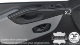 WHITE  STITCH 2X FRONT DOOR HANDLE TRIM LEATHER COVERS FITS RENAULT TRAFIC 14-18