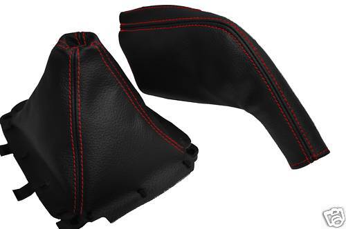 FITS MAZDA MX5 MK2 2000-2005 LEATHER GEAR HANDBRAKE GAITER GAITORS RED STITCH