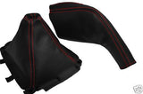 FITS MAZDA MX5 MK2 2000-2005 LEATHER GEAR HANDBRAKE GAITER GAITORS RED STITCH