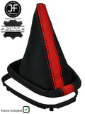 RED BLACK STRIPE LEATHER GEAR GAITER+PLASTIC FRAME FOR TOYOTA AYGO 05-13