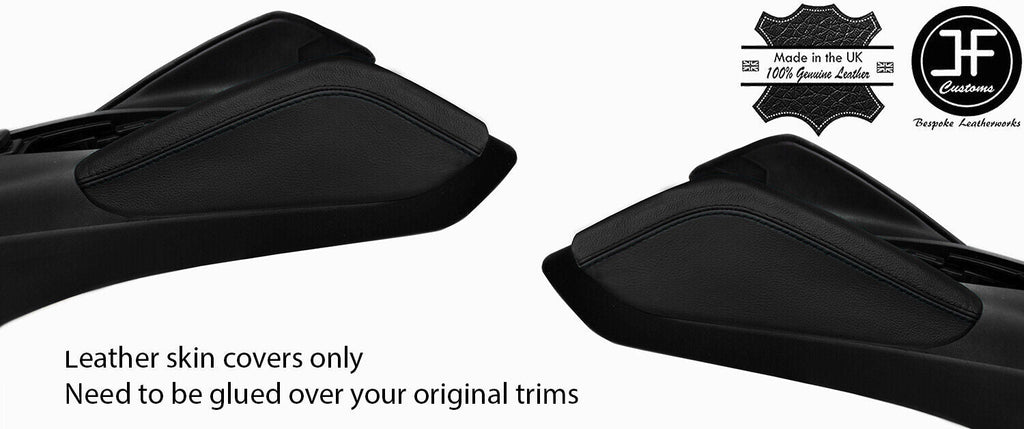 BLACK&BLACK DOUBLE STITCH 2X KNEE PAD LEATHER COVERS FOR CHEVROLET CAMARO 16-20