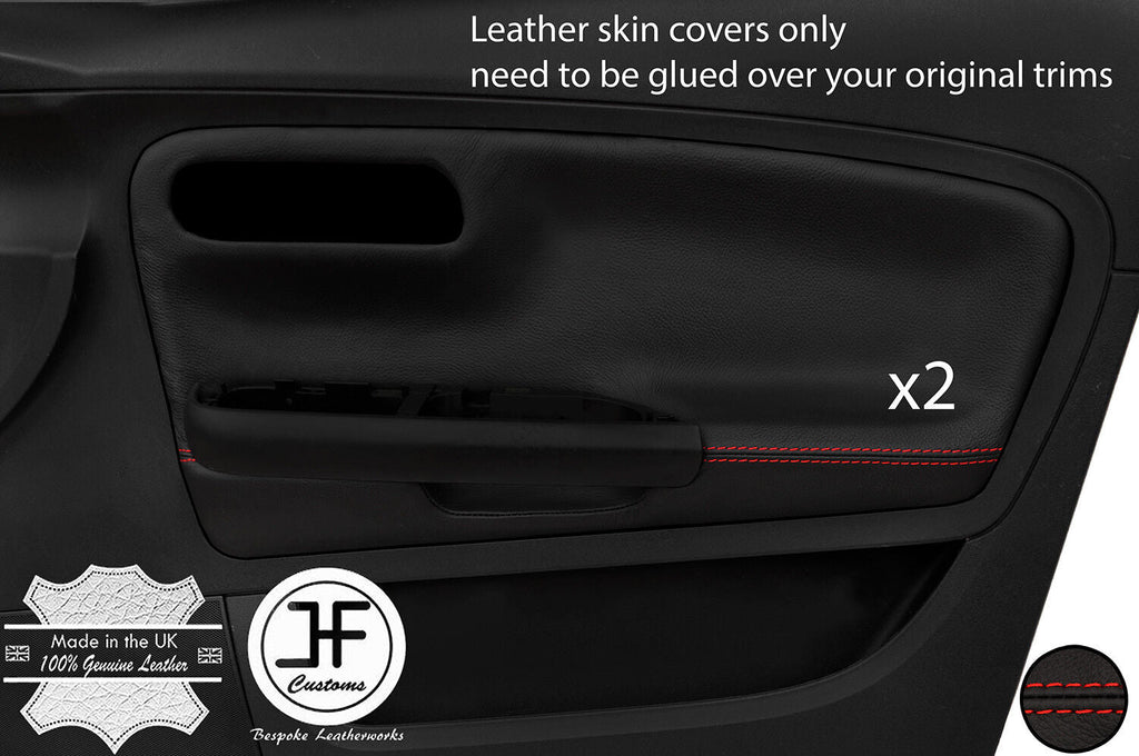 RED STITCH 2X FRONT DOOR CARD TRIM LEATHER COVERS FOR SEAT IBIZA 02-08 5 DOOR