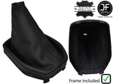 BLACK STITCH REAL LEATHER GEAR GAITER+PLASTIC FRAME FOR FORD B MAX B-MAX 12-18
