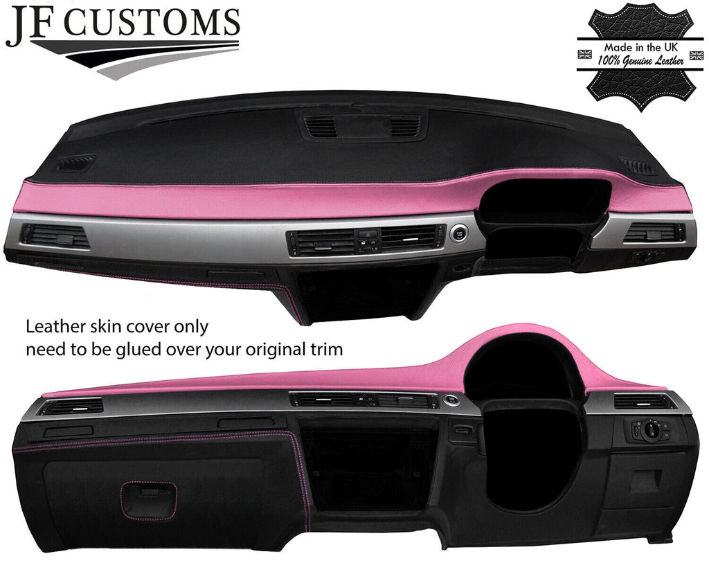 BLACK & PINK DASH DASHBOARD LEATHER COVER FOR BMW 3 SERIES E90 E91 E92 E93