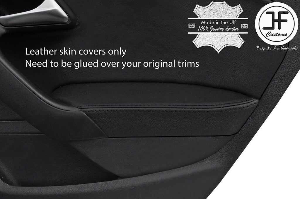 BLACK & BLACK 2X REAR DOOR ARMREST LEATHER COVER FOR VW POLO MK8 09-16 5 DOOR