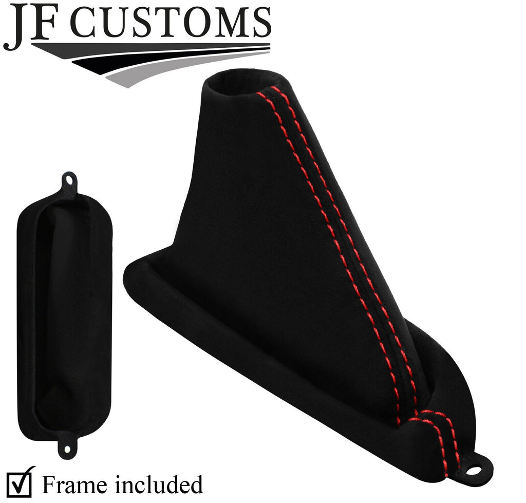 RED  STITCH LUXE SUEDE HANDBRAKE GAITER+PLASTIC FRAME FOR MAZDA RX7 FD3S 92-02