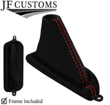RED  STITCH LUXE SUEDE HANDBRAKE GAITER+PLASTIC FRAME FOR MAZDA RX7 FD3S 92-02