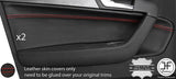 RED STITCH 2X FRONT DOOR CARD TRIM LEATHER COVER FOR AUDI A3 8P 04-12 5 DOOR