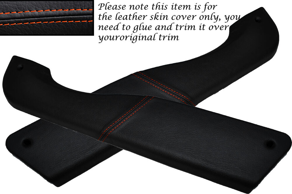 ORANGE STITCH 2X DOOR POCKET LEATHER COVERS FITS ALFA ROMEO GTV SPIDER 916 95-05