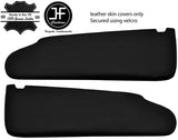BLACK REAL LEATHER 2X SUN VISORS COVER FOR VW T5 TRANSPORTER NO MIRROR CUTOUT