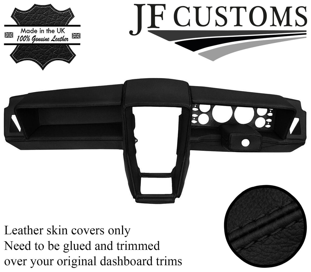 BLACK STITCH ITALIAN LEATHER 3 PIECE DASHBOARD COVER FITS LOTUS ELITE ECLAT S1